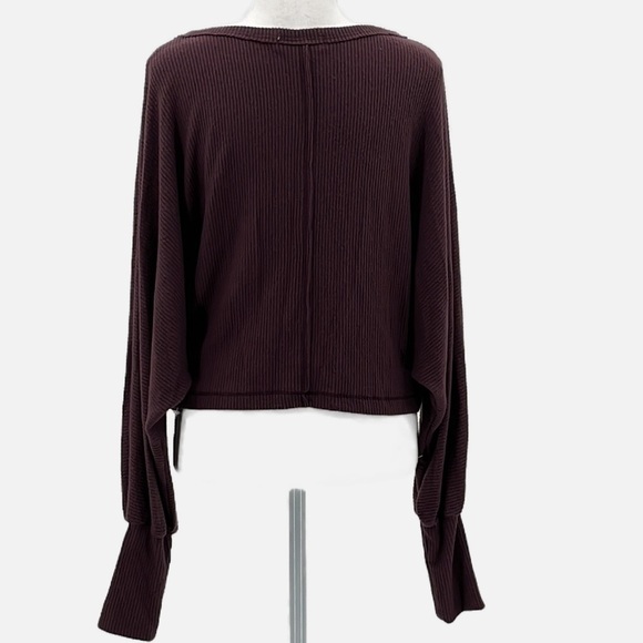 Treasure & Bond Soft Ribbed Dolman Sleeve Cropped Top in Eggplant - NWOT - Small - Picture 5 of 7